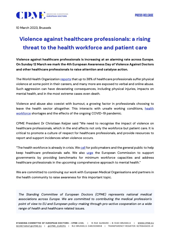 Violence against healthcare professionals: a rising threat to the health workforce and patient care symbol image