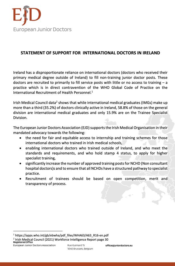 Statement of Support for International Doctors in Ireland symbol image