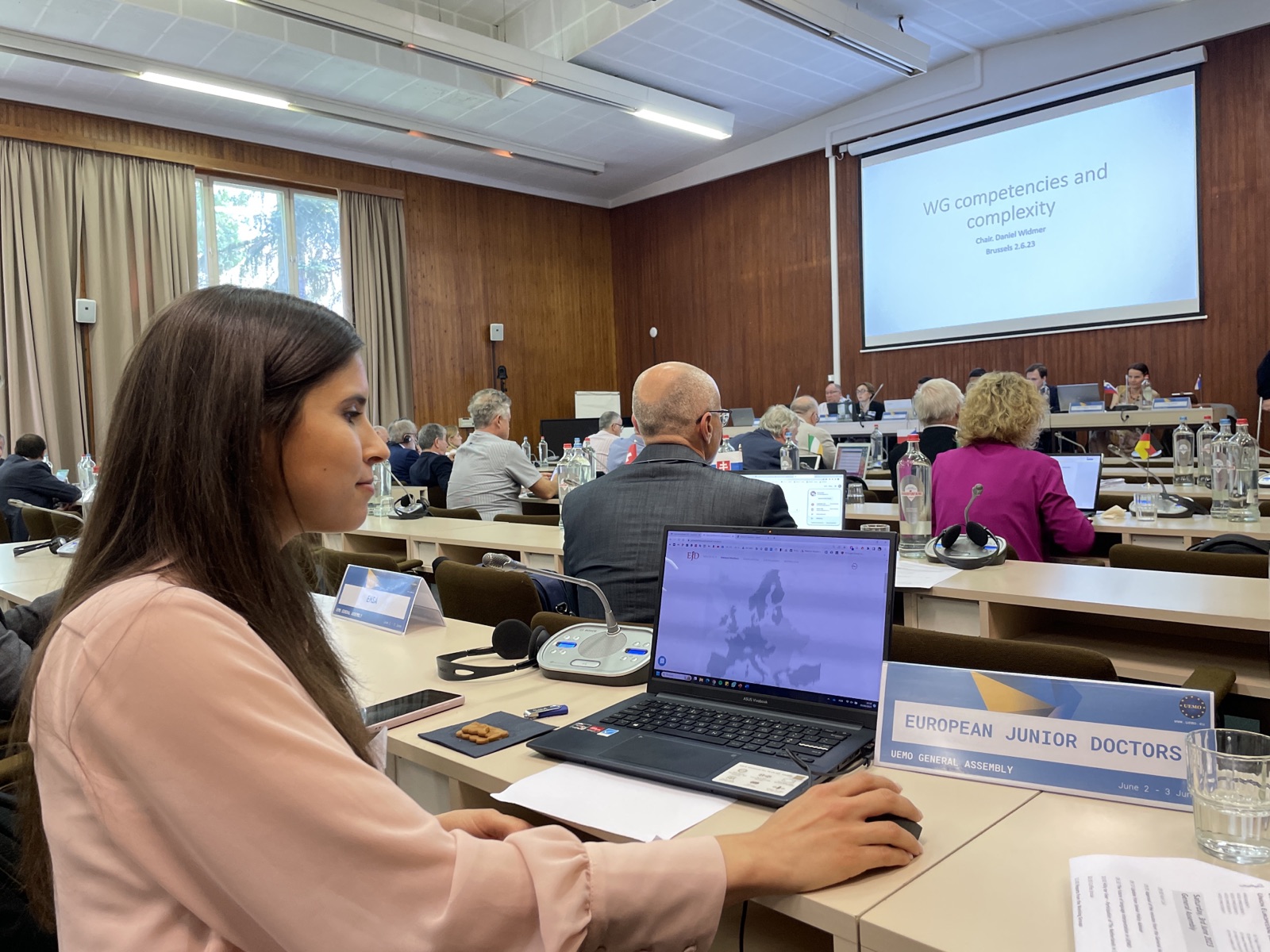 Diana Goncalves, UEMO Liaison Officer, at UEMO Spring Meeting 2023 in Brussels